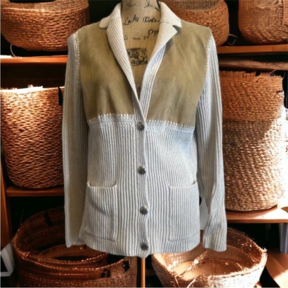 Ralph Lauren Faux Suede Silk & Linen Cardigan Sweater - N480